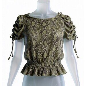 Michael Michael Kors Snakeskin Print Top XS Shirred Waist NWT